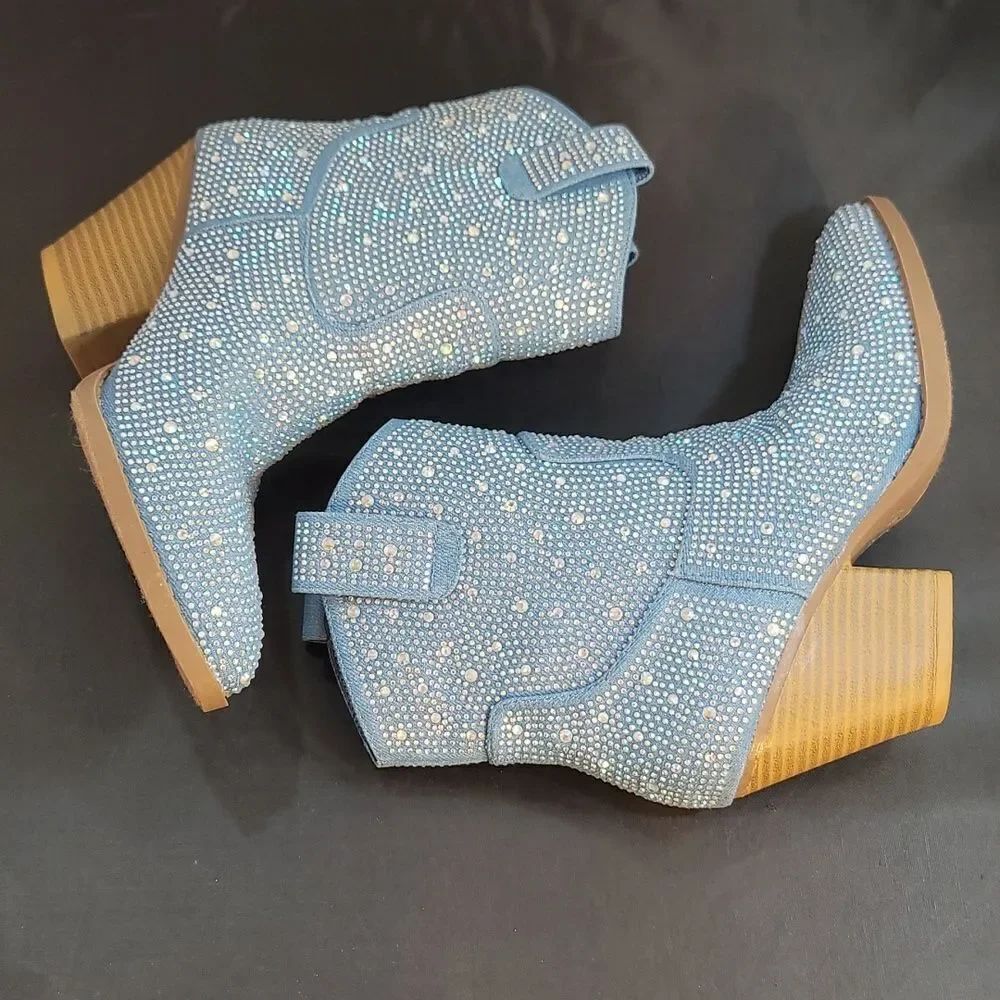 BRAND NEW FOREVER RIVER RHINESTONE WESTERN BOOTIES - Picture 12 of 15